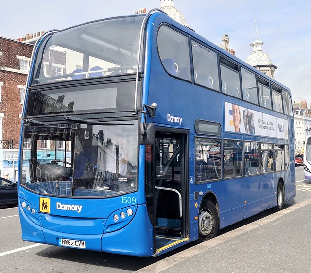 Damory 1509 is seen parked on The Esplanade after completing a journey on the X12 from Blandford via Dorchester. - HW62 CVM - 23rd September 2021