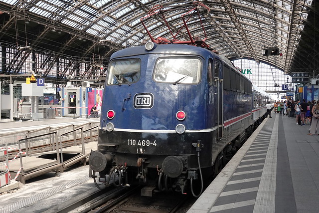 TRI Train Rental International 110469 is seen at Koln Hbf after arrival with a National Express additional working on 3 July 2022.