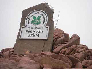 NT sign on top of Pen y Fan SWC Walk 85 - Pen Y Fan and Corn Du from Storey Arms