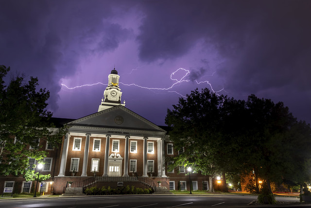 Lightning over Derryberry Hall, Tennessee Technological University, Putnam County, Tennessee