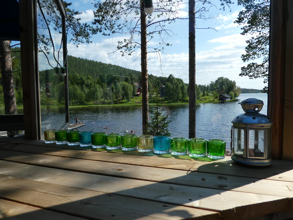 Idyllic views from Saunabaari across the Immeljärvi lake, Levi, Finland