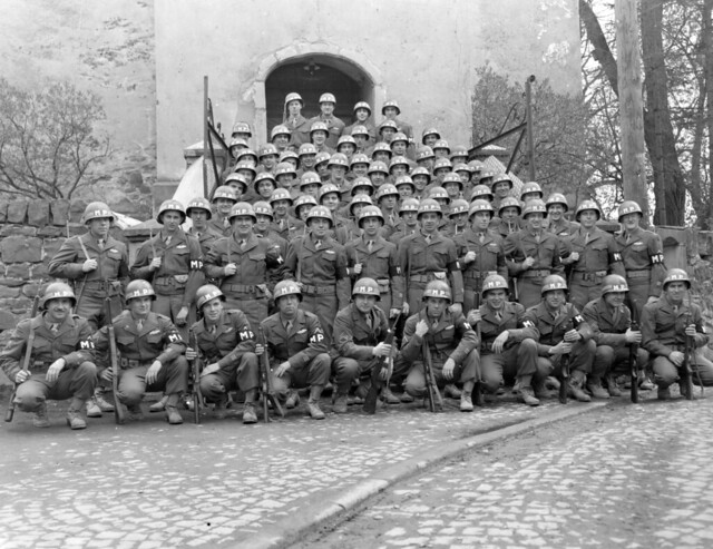 SC 334913 - MP detachment that took part in the Army Day ceremonies that were held at Ft. Ehrenbreitstein, Coblenz, Germany. The men are of the 28th Division, First U.S. Army.