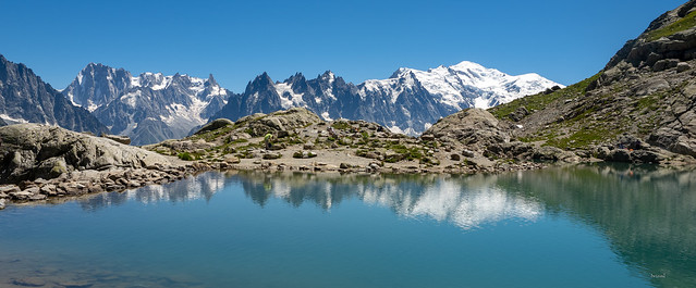 Reflet du Mont Blanc dans le lac Blanc