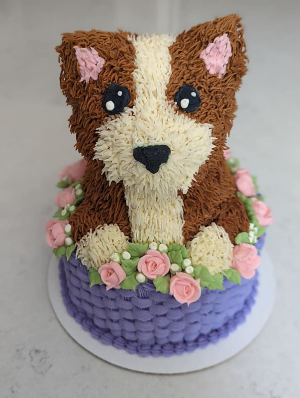 Puppy Cake in a Basket by Love So Sweet Cakes