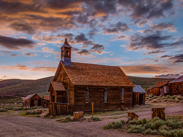 Sunset Clouds Over Bodie Church