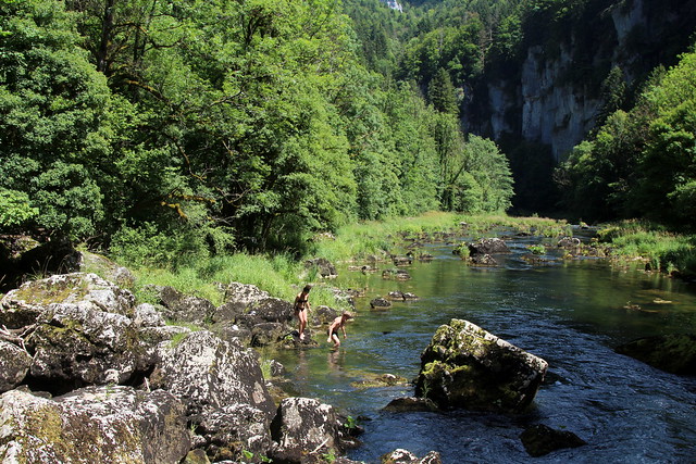 Doubs ( Fluss river ) im Jura im Kanton Jura in der Westschweiz - Suisse romande - Romandie der Schweiz