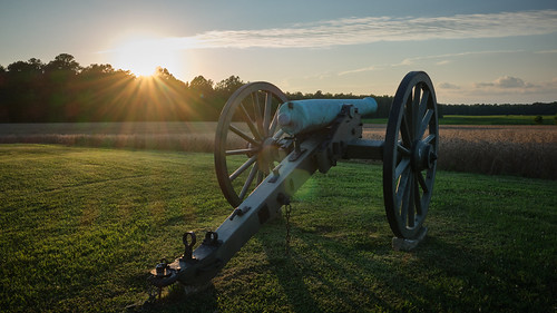 civil war cannon at sunset, richmond battlefield by Michael Styles, Malvern Hillcannon malvern hill civil war virginia sunstar