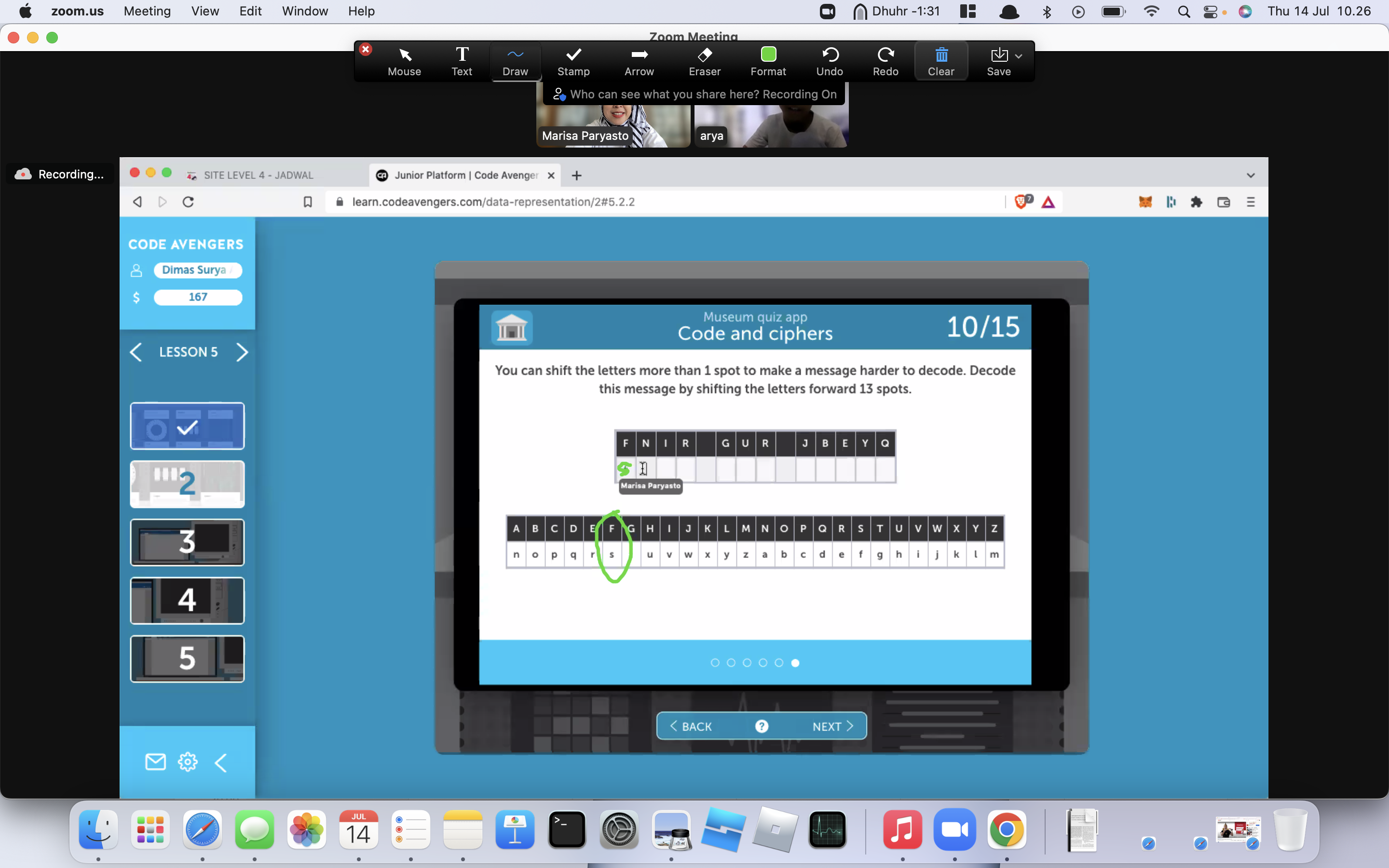 ProCodeCG Kids Private Coding Class – Arya – 14 July 2022 – Code – and ...