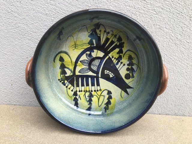 Stunning Native American Or Mexican Redware Pottery Bowl Marked Mod 22 Charity / Thrift Shop Find Today