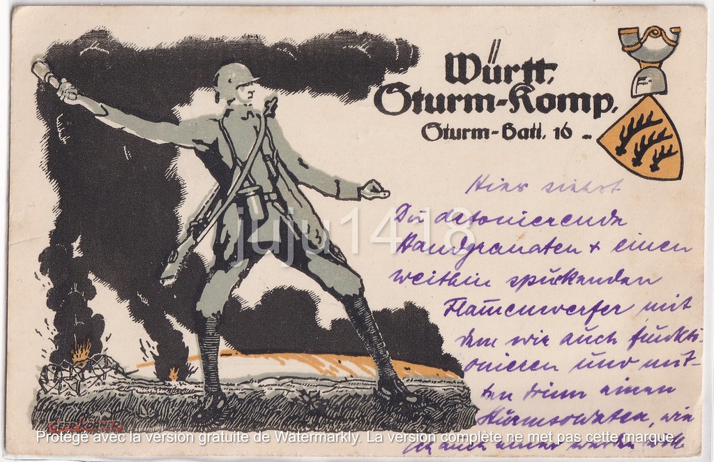 "WÜRTTEMBERGISCHE STURM-KOMPAGNIE STURM-BATAILLON N°16" 1917