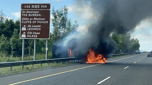 Car Fire - M18 Motorway Northbound - County Clare - July 15, 2022