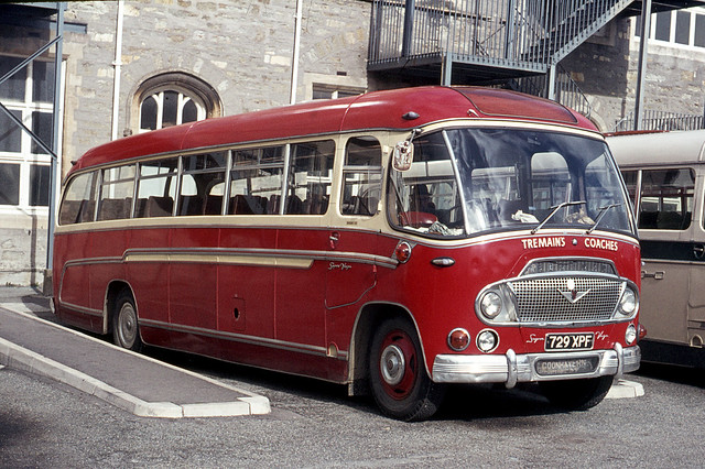 Tremain’s Cosches . Zelah , Truro , Cornwall . 729XPF.  Bus Station , Truro , Cornwall . September-1975 .