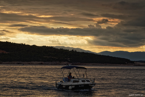 sky clouds coast sea seaside shore seascape scape landscape boat gold sunset dusk adriatic croatia hrvatska europe canon tamron
