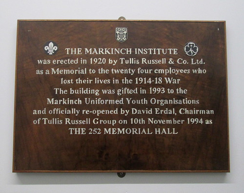 Dedication Plaque, 252 Memorial Hall, Markinch