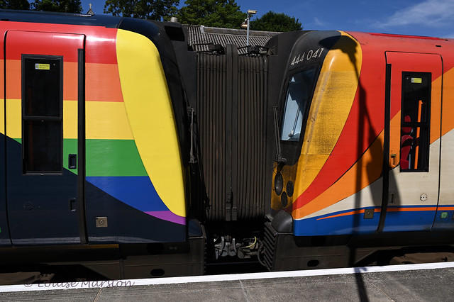 South Western Railway trainbow on 444 019 with 444 041