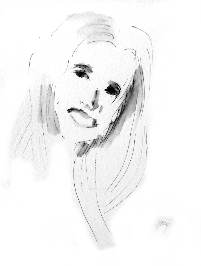 Young woman pen ink sm