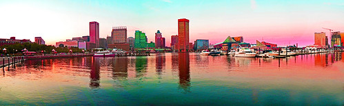 Inner Harbour Baltimore Maryland at Sunset by John T Simm, Inner Harbour, Baltimore, Maryland, at Sunset.      innerharbour baltimore maryland sunset ingallery