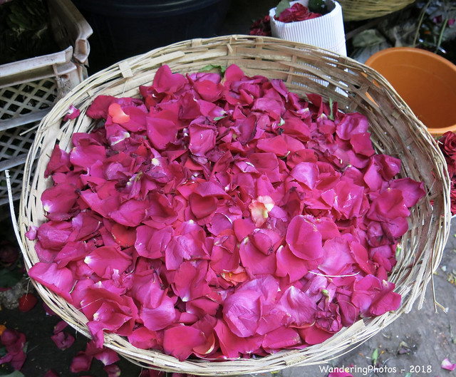 A basket of Pink Rose Petals - Crawford Market - Mumbai Maharashtra India