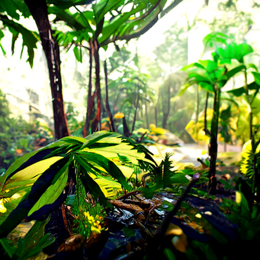 'a collage painting of a lush rainforest by Doc Hammer and Alexander Ivanov hyperrealistic and CryEngine' Disco Diffusion v5.4