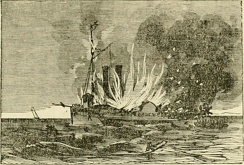 The burning of the Phoenix on Lake Michigan in 1847, James T Lloyd. Photo Wikimedia Commons, in the public domain