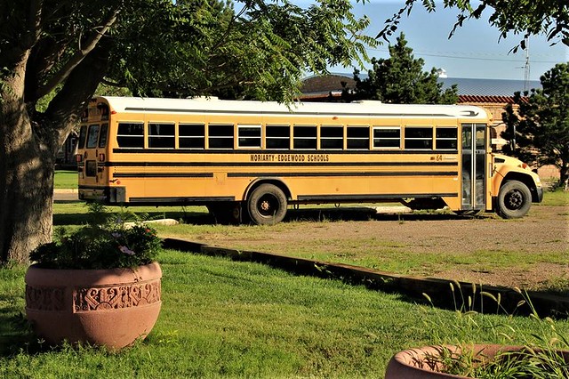 Yellow School Bus, Santa Rosa, New Mexico, Usa.