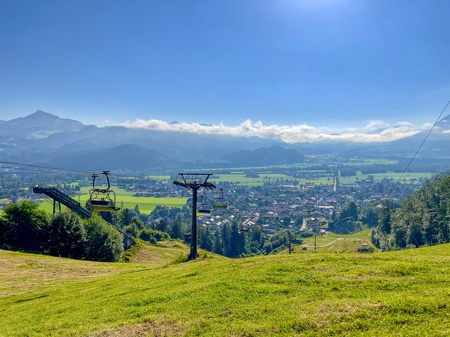 View from Hocheck mountain near Oberaudorf over the river Inn valley in Bavaria, Germany