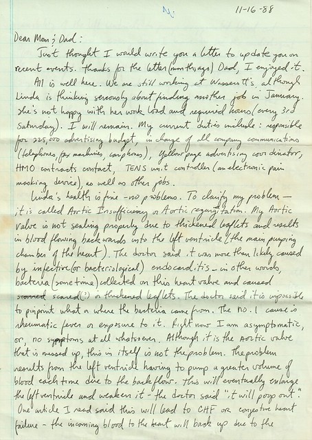 19881116 Letter Gene Jr to Ruth and Gene Sr 1