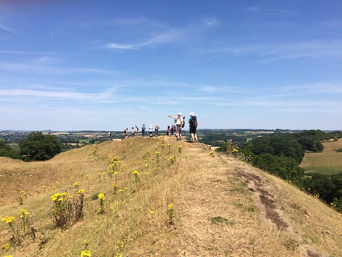 A group of SWCers up on Cadbury Hill SWC 392 - Castle Cary Circular via Camelot [taken by Catherine B]