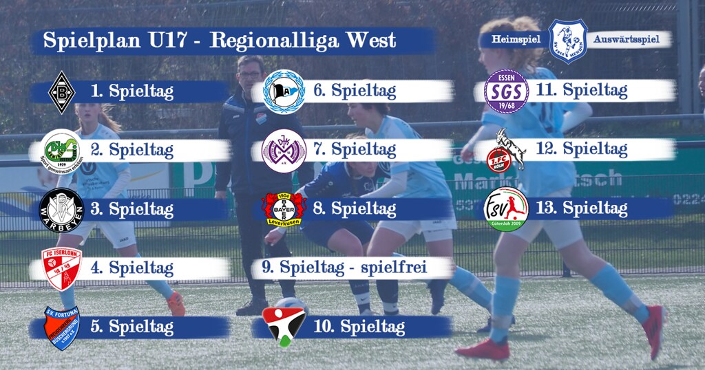 Spielplan U17-Juniorinnen Regionalliga veröffentlicht