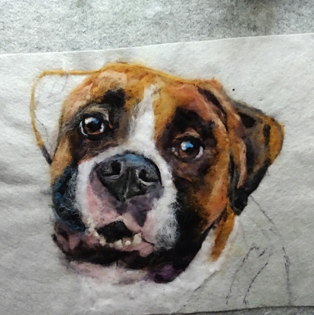 Needle felted Dog Portrait of Gibson
