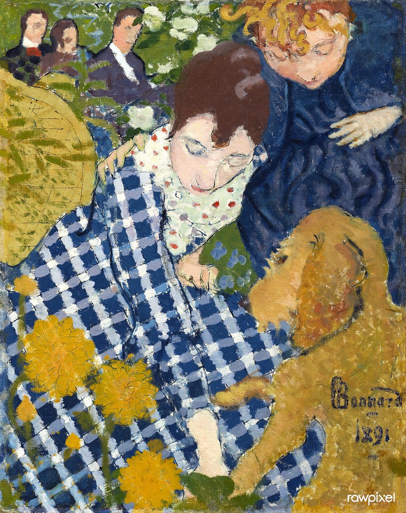 Women with a Dog (1891) painting in high resolution by Pierre Bonnard. Original from the Sterling and Francine Clark Art Institute. Digitally enhanced by rawpixel.