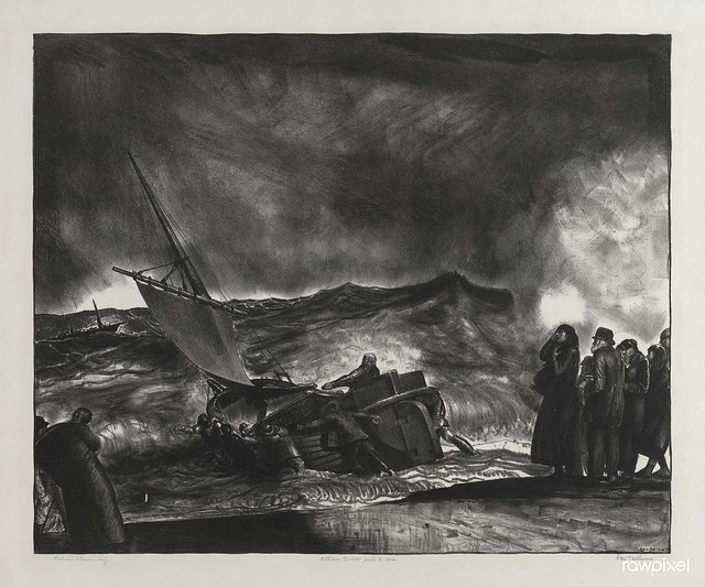 Allan Donn puts to sea (1923) print in high resolution by George Wesley Bellows. Original from the Boston Public Library. Digitally enhanced by rawpixel.
