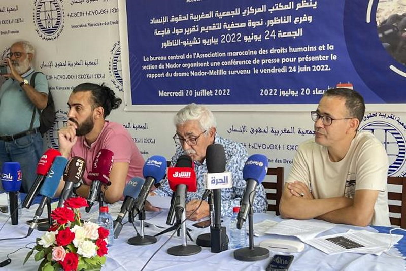 Asociación Marroquí de Derechos Humanos (AMDH) en rueda de prensa sobre la tragedia de Melilla del 'viernes negro', 24 de junio de 2022