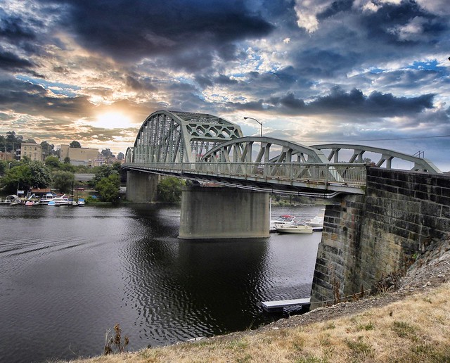 Rochester Pennsylvania  -  Beaver Bridge - Historic  View  With  Dramatic Clouds