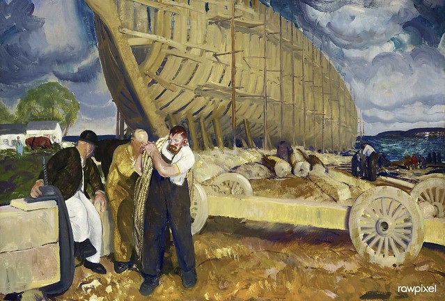 Builders of Ships (1916) painting in high resolution by George Wesley Bellows. Original from The Cleveland Museum of Art. Digitally enhanced by rawpixel.
