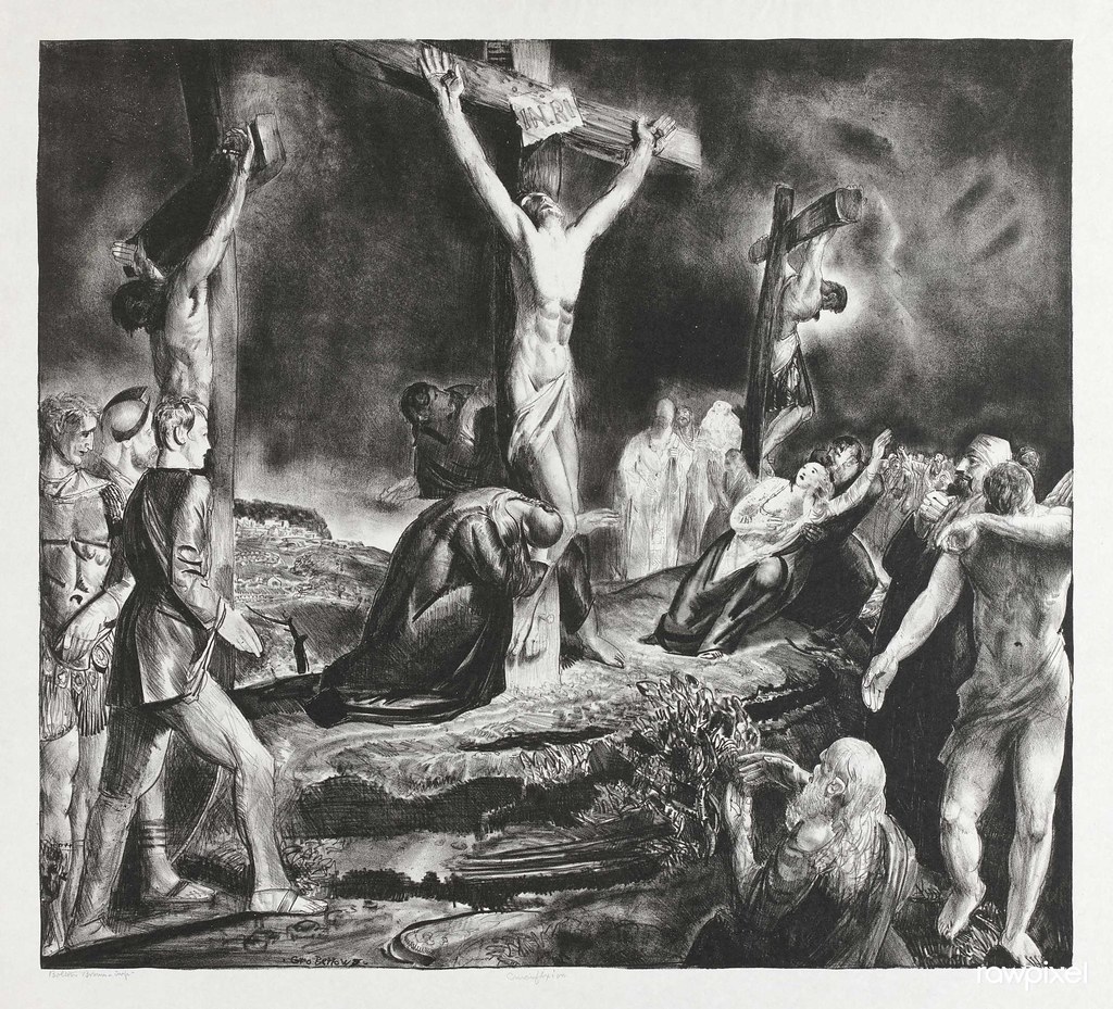 Crucifixion of Christ (1923) print in high resolution by George Wesley Bellows. Original from the Boston Public Library. Digitally enhanced by rawpixel.