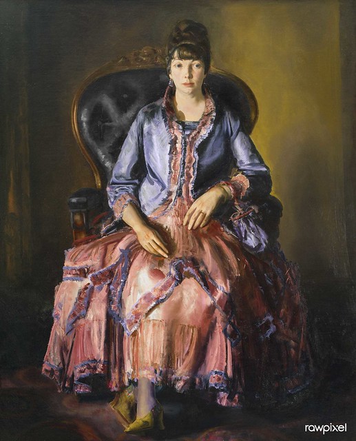 Emma in a Purple Dress (1920–1923) painting in high resolution by George Wesley Bellows. Original from The Cleveland Museum of Art. Digitally enhanced by rawpixel.