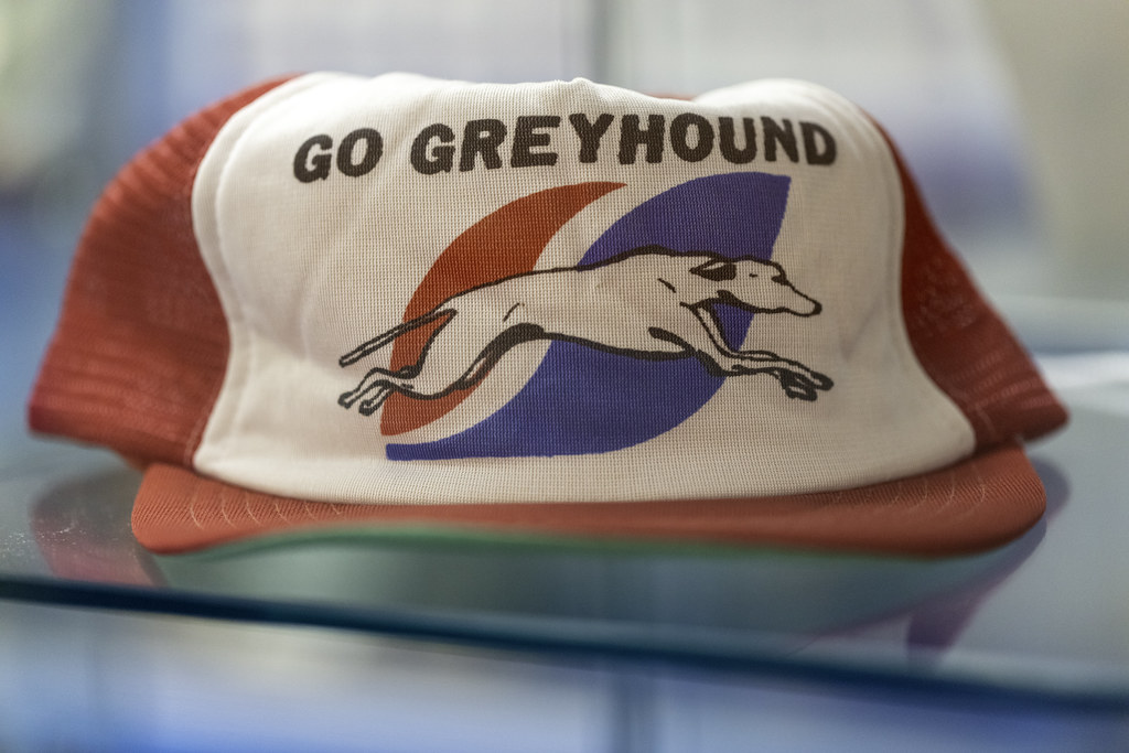 Go Greyhound hat at the Greyhound Bus Museum in Hibbing, Minnesota