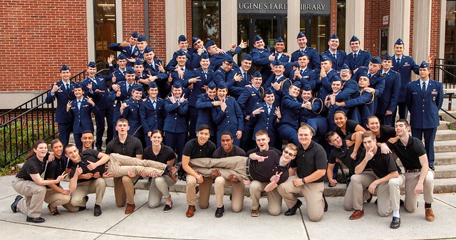 Wilkes AFROTC on the steps of Farley Library