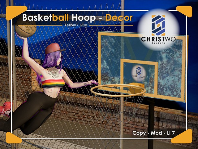 Basketball - Hoop - Yellow Blue - [Chris Two Designs]