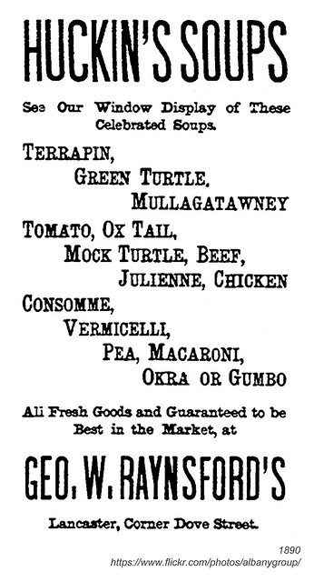 1890 raynsford market huckin's soups