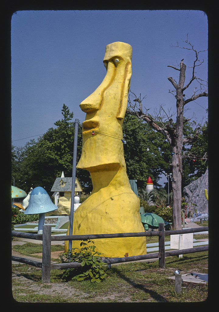 Yellow Easter Island statue 1, Wacky Golf, North Myrtle Beach, South Carolina (LOC)