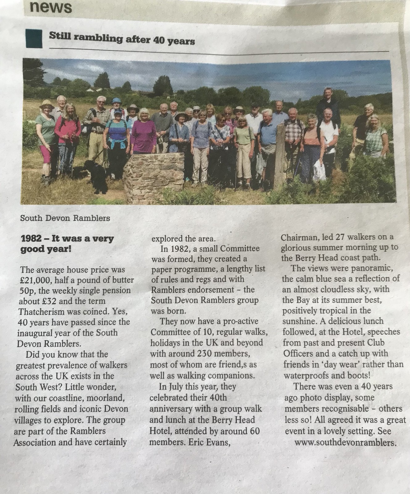 An article in the Torbay Weekly published on 21stvJuly 2022.