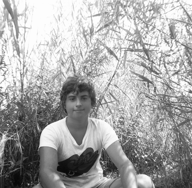 About 10 minutes after I smoked something other than a cigarette for the very first time. Note that contented smile :)  Wearing my brand new 13 WAVZ Top-40 radio Boogie Shirt in a swampy hideaway surrounded by lots of reeds. Milford Connecticut. Aug 1973.