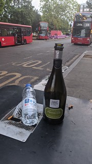Bottles on waste bin