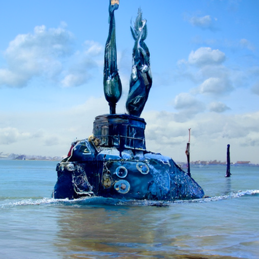 'a statue of a submarine made of metal and crystals by James Sessions American painter and Elfriede Lohse-Wächtler' CLIP Guided k-diffusion v5.4
