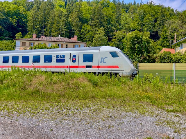 Deutsche Bahn InterCity (IC) train seen in Kiefersfelden in Bavaria, Germany