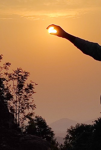 When the big man caught the sun! by rufaro, sun sunrise chikmagalur hilltop