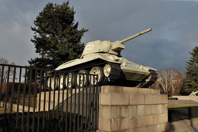 T-34 Soviet Medium Tank From World War II At The Soviet War Memorial, Tiergarten, Berlin, Federal Republic Of Germany.