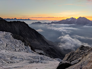Sunrise from Hohbalm glacier, Swiss Alps